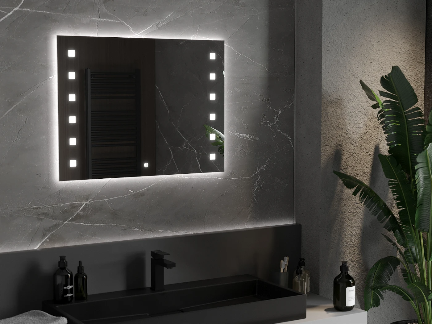 Vonios veidrodis Mexen Ner su LED apšvietimu ir šildymo kilimėliu, 80 x 60 cm - 2