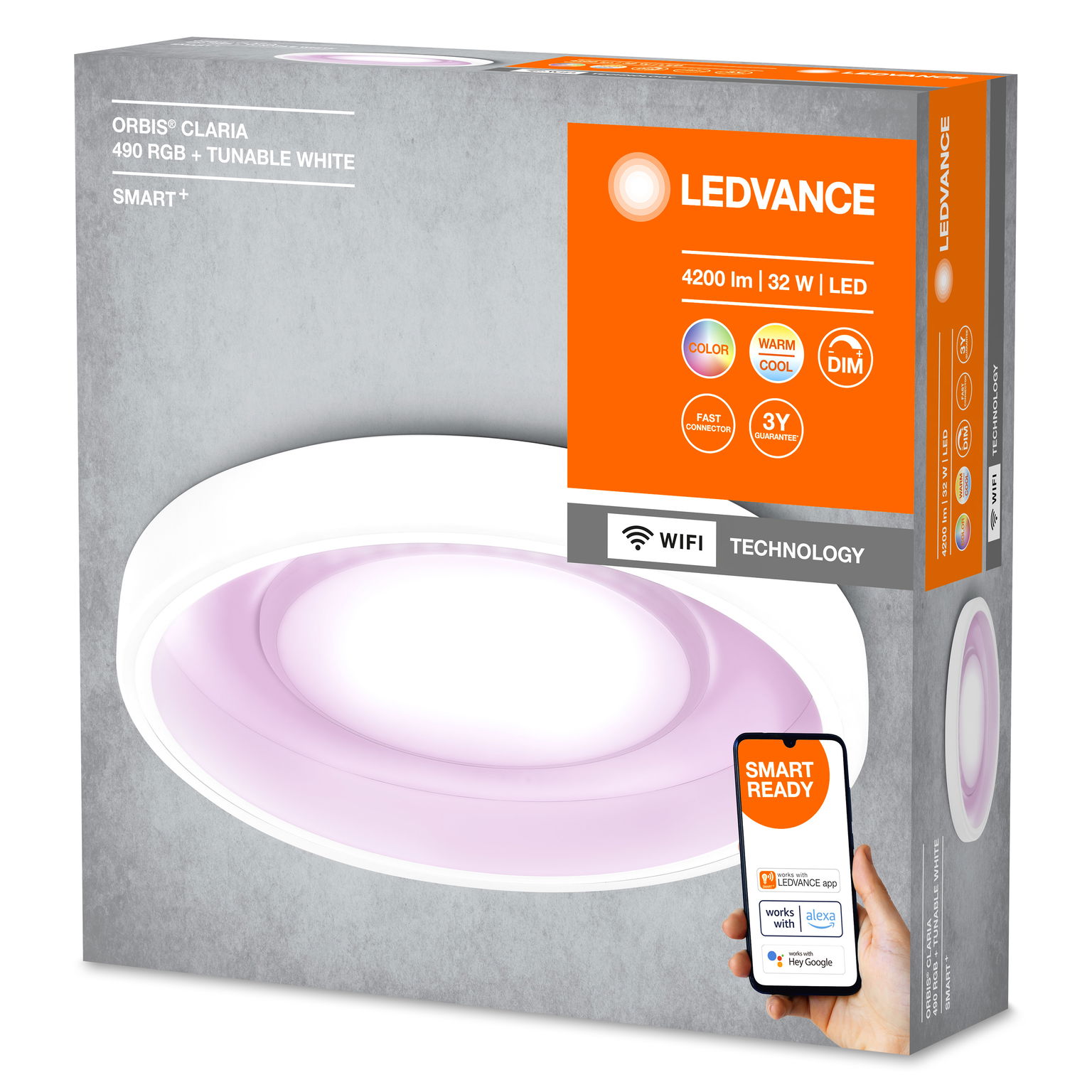 Išmanusis LED šviestuvas LEDVANCE ORBIS CLARIA,2700-6500K,RGB,32W,4200lm,Ø49,valdomas APP-2