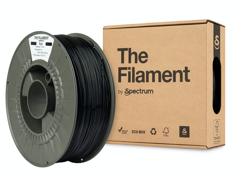 3D plastikas SPECTRUM PLA MIDNIGHT BLACK, 1 kg, juoda sp.-0
