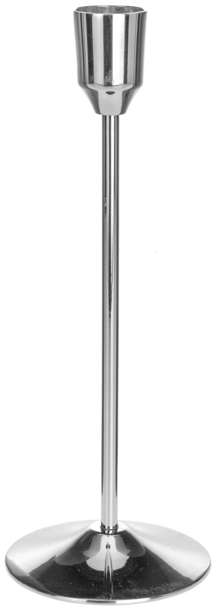 Metalinė žvakidė, nikeliuota, sidabro sp., 20 cm