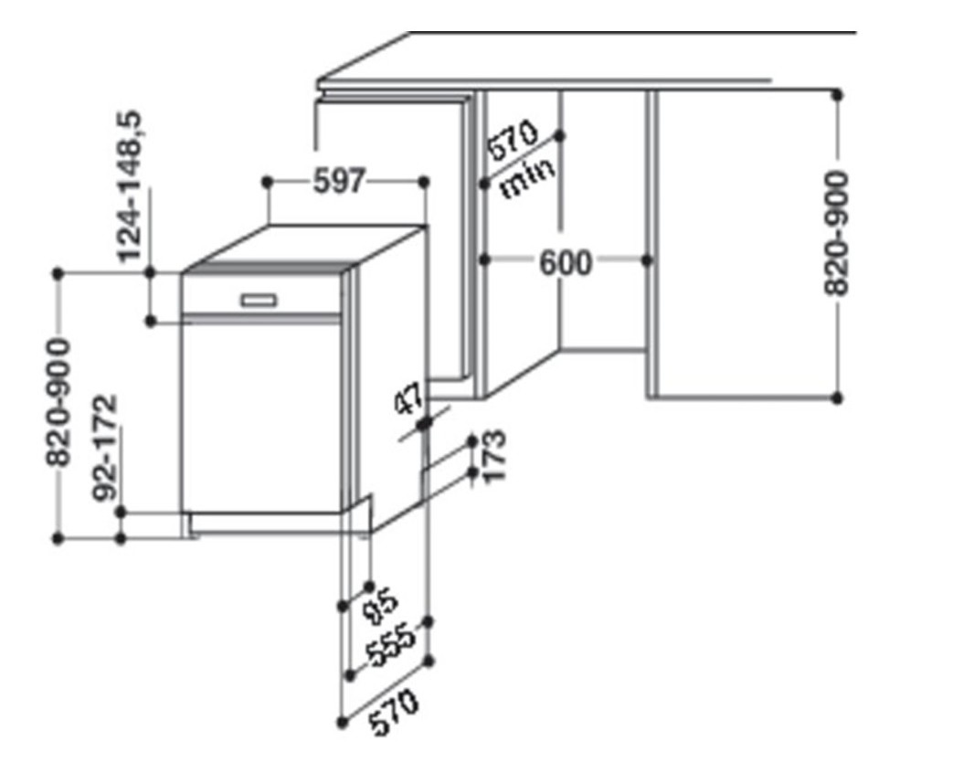 Įmontuojama indaplovė Whirlpool WBC 3C34 PF X-1