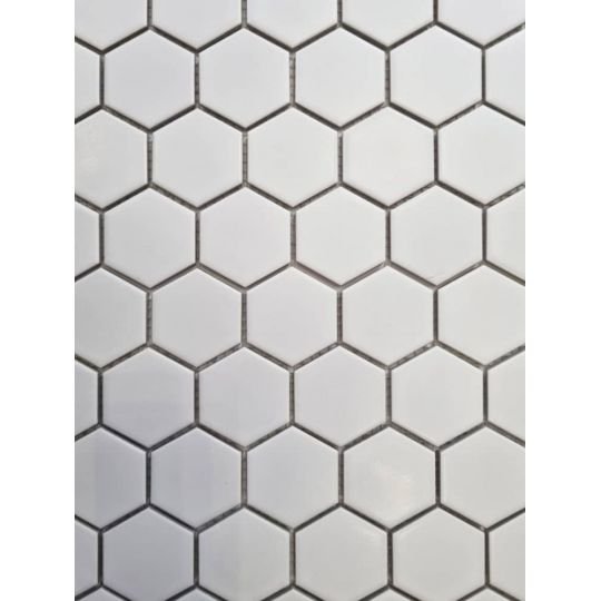 Akmens masės mozaika HEXAGON WHITE MAT, 28,1 x 32,5 cm