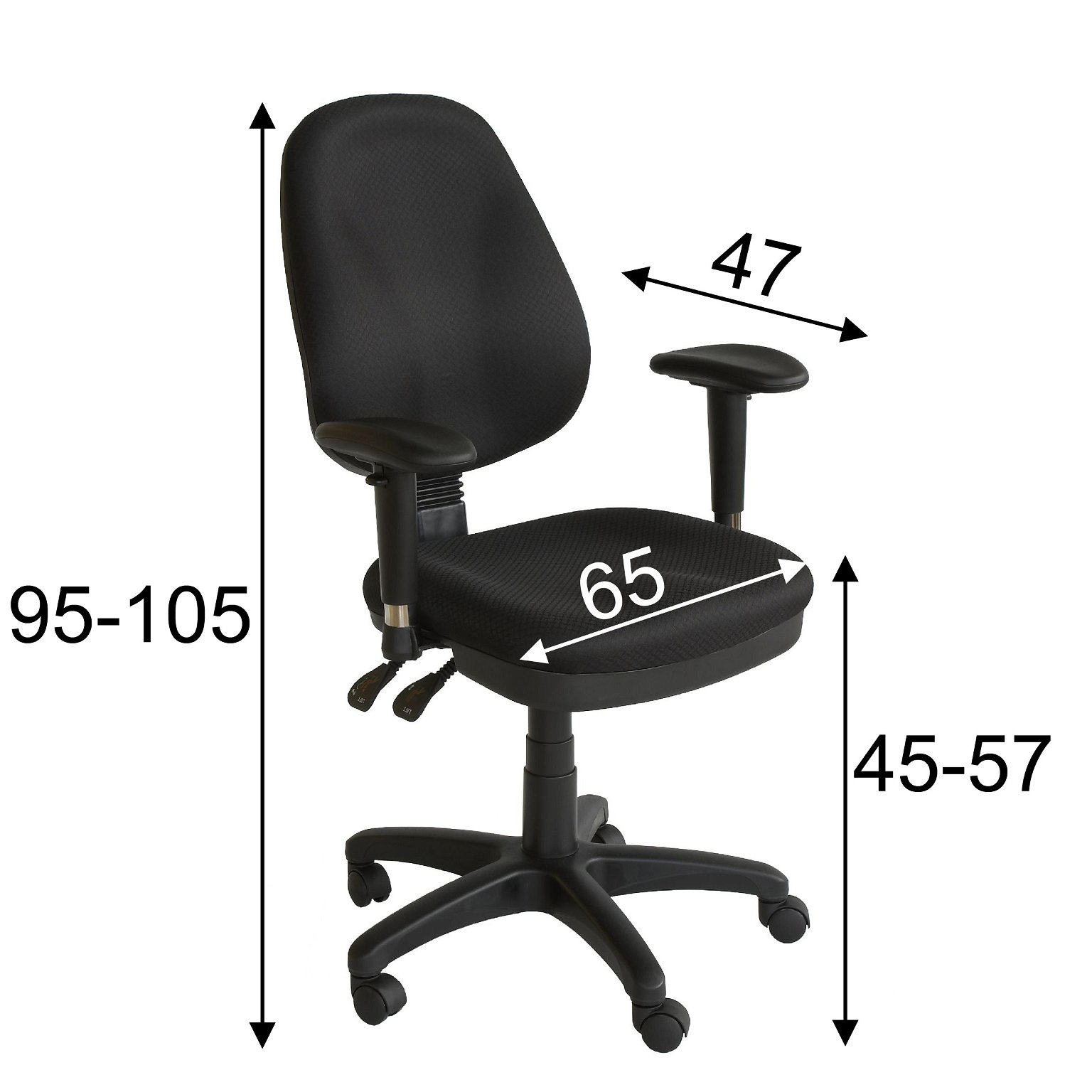 Biuro kėdė 421FGA-LUX, 65x47x96-106 cm, juoda - 2