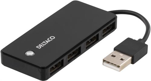 USB šakotuvas DELTACO UH-480, 4xUSB 2.0, juodos sp.