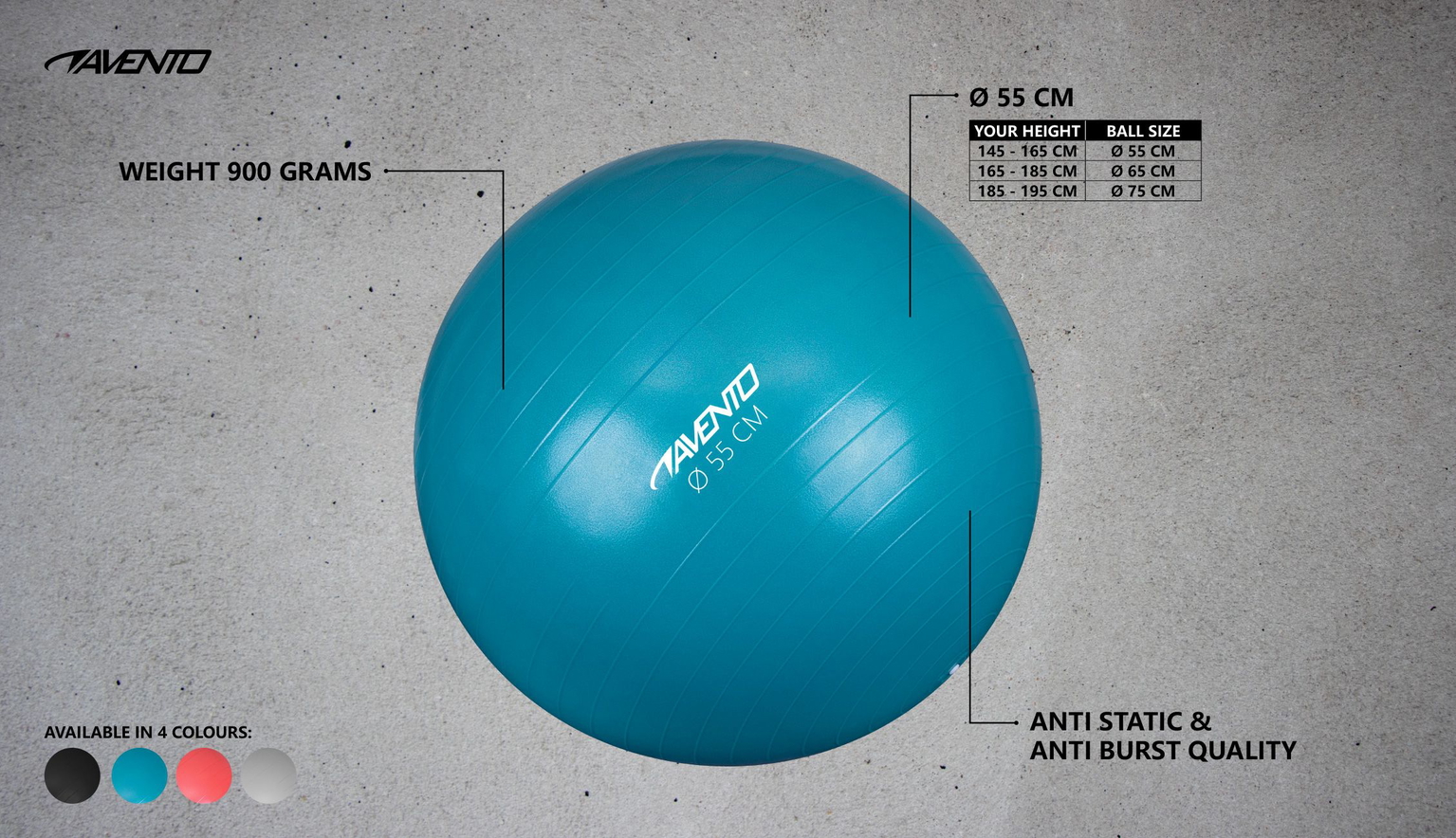 Gimnastikos kamuolys 55cm AVENTO 42OA Silver-1