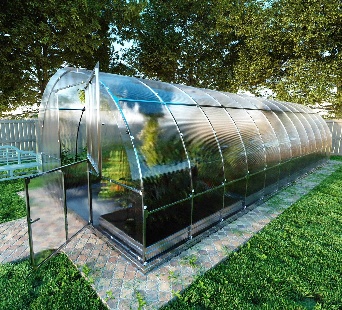 Arkinis šiltnamis KLASIKA TUBE, 6 mm polikarbonato danga, 3 x 8 m, 24 kv.m-1