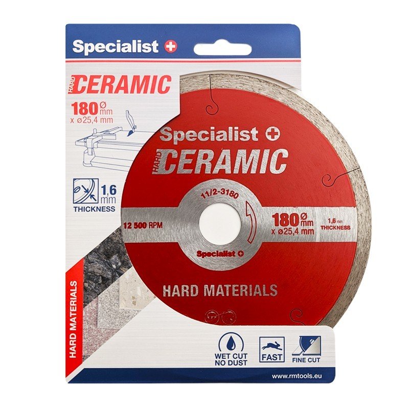 Deimantinis pjovimo diskas SPECIALIST+ Ceramic, 180 x 25,4/8 x 1,8 mm, keramikai, plytelėms