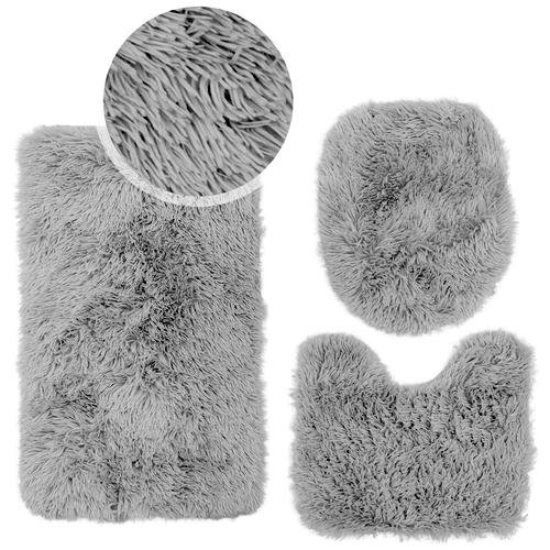 Vonios kilimėlių komplektas Megan, 3 dalių, 45x75 cm, pilka
