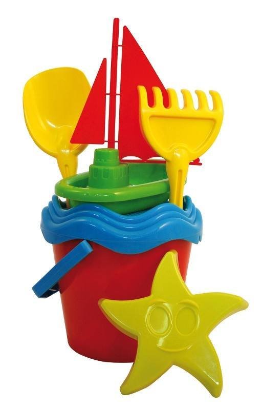 Smėlio žaislų rinkinys, su laiveliu ir formomis, įv. spalvų, 22 cm