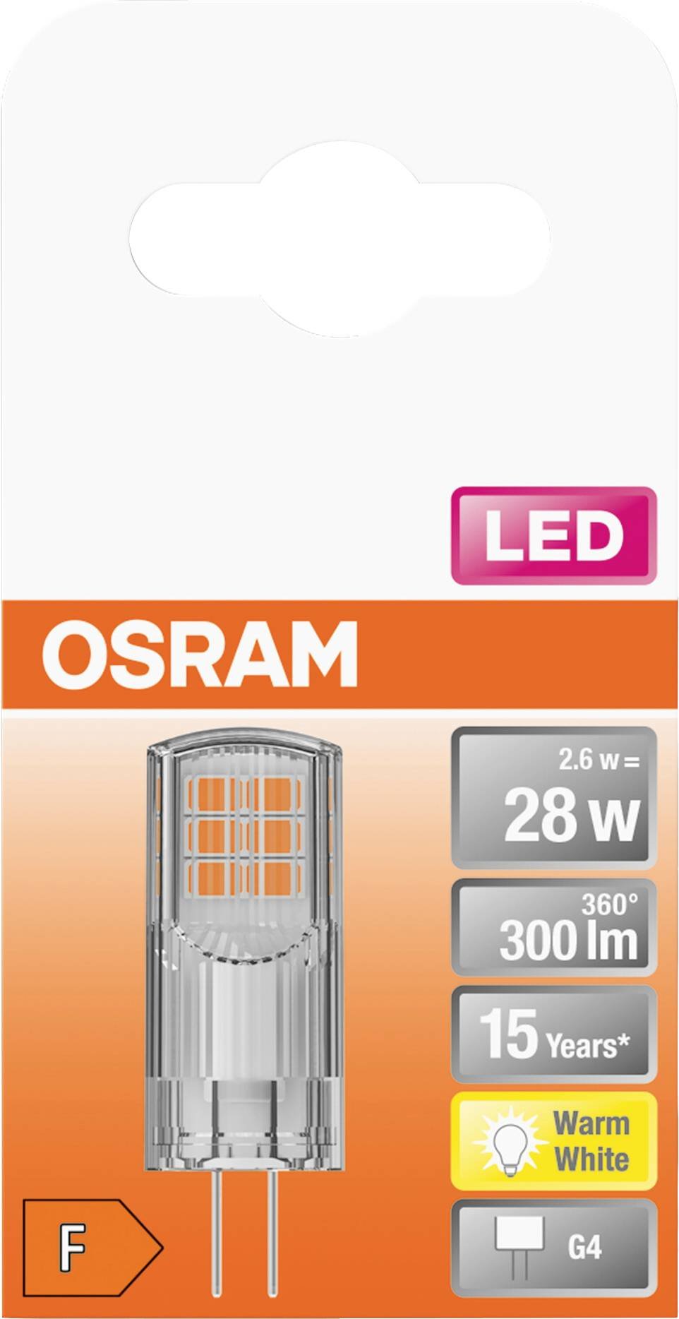 OSRAM LED kapsulinė lemputė PIN 28, G4, 2,6W, 2700 K, 300 lm, šiltai baltos sp. - 2