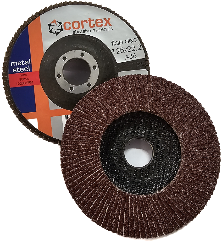 Žiedlapinis šlifavimo diskas CORTEX, 125 x 22 mm, P36, aliuminio oksidas, lygaus profilio