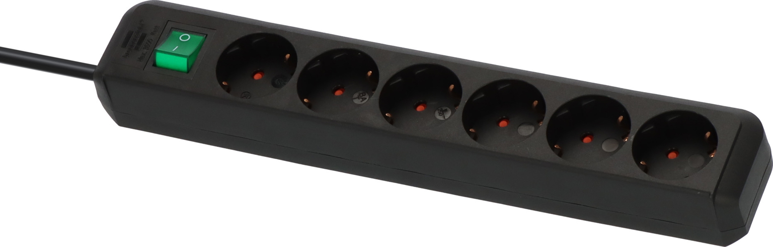 Ilgiklis BRENNENSTUHL Eco-Line, 6 lizdai, 3 m, 3G1,5+J, juodas-1