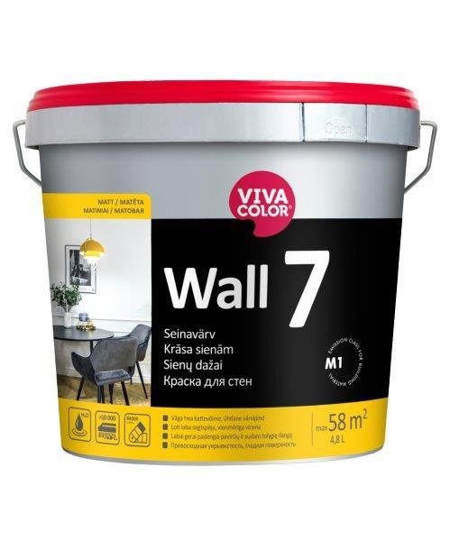 Sienų dažai VIVACOLOR WALL 7, A bazė, matiniai, 4,8 l