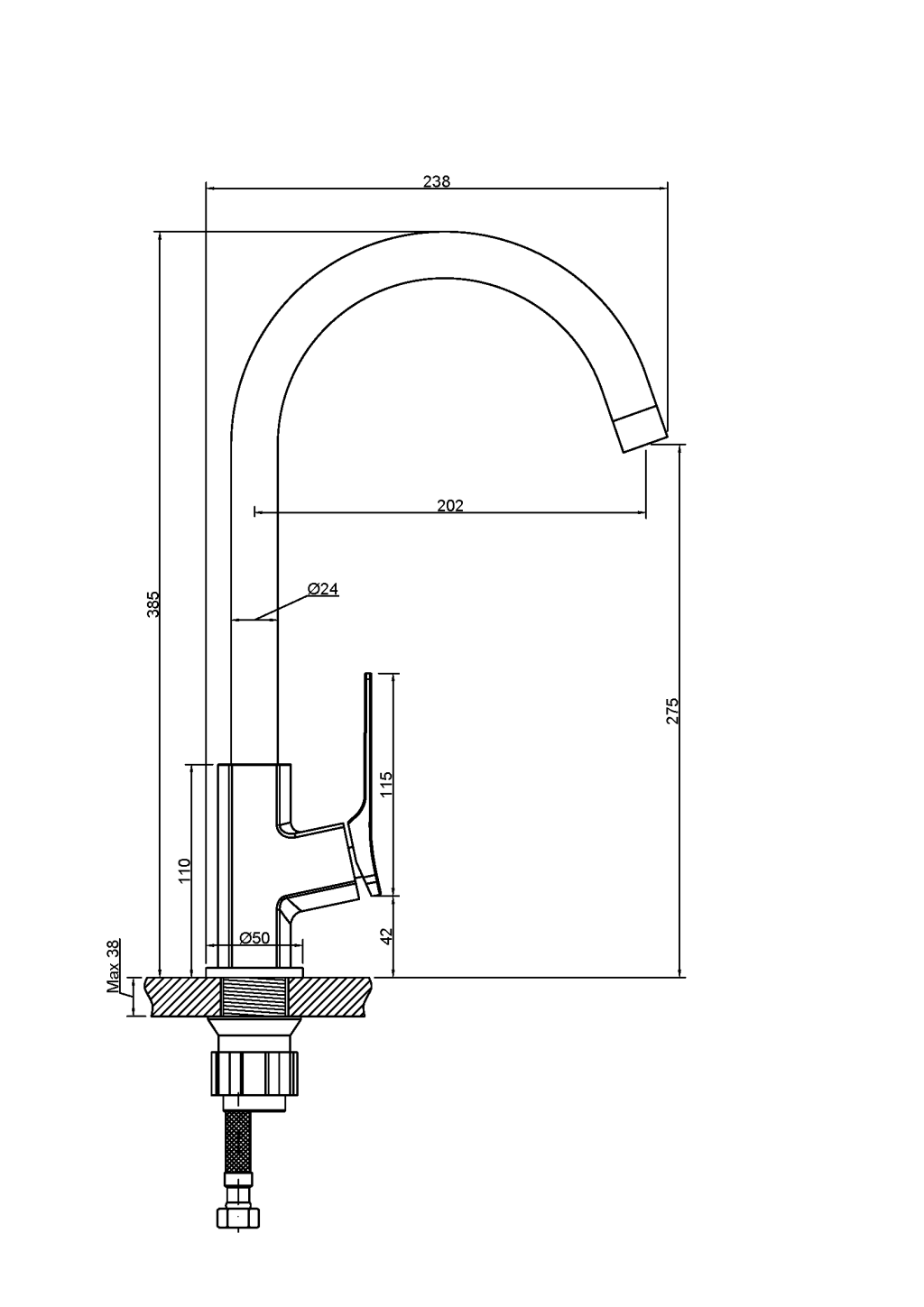 Plautuvės maišytuvas INVENA NERI, juodos sp.-1