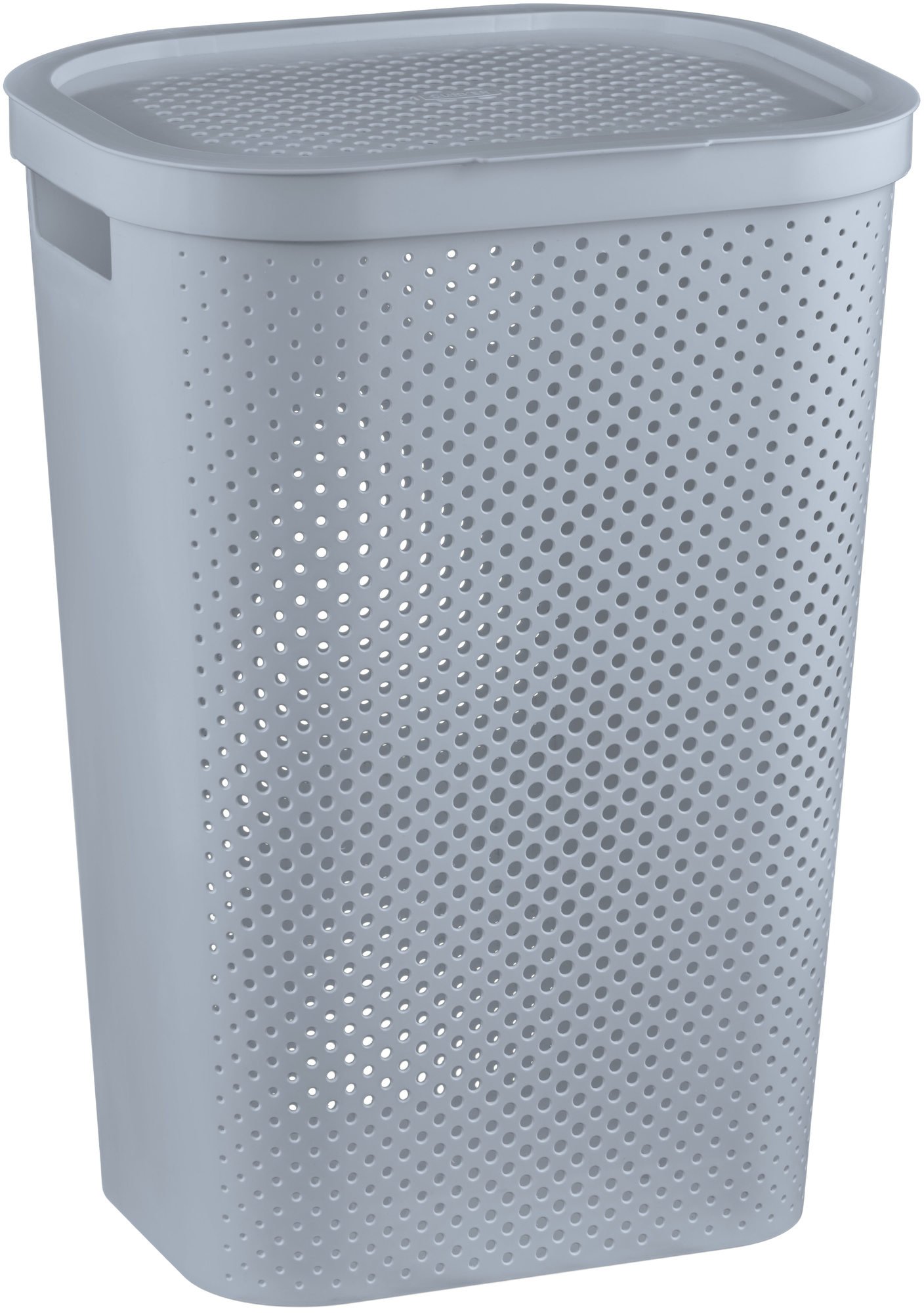 Plastikinė skalbinių dėžė CURVER INFINITY DOTS, pilkos sp., h60 x 44 x 35 cm, 59 L