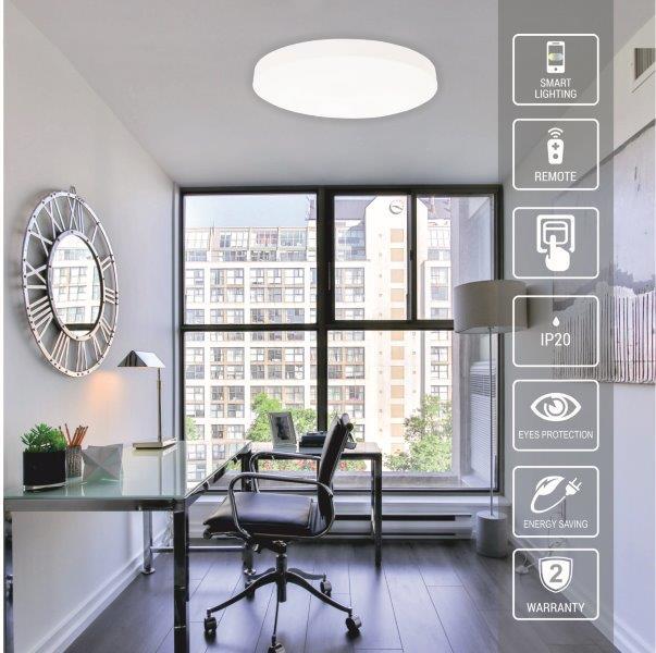 Išmanusis lubinis LED šviestuvas TOPE BOSTON 2x36W CCT 3000-6500K 5681lm baltØ45cm su pultu telefonu - 4