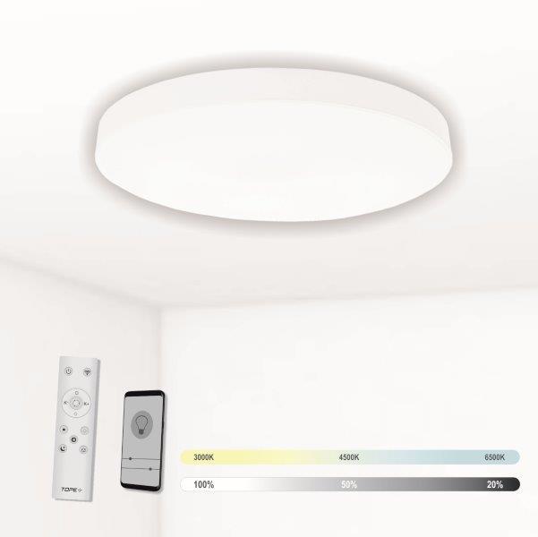 Išmanusis lubinis LED šviestuvas TOPE BOSTON 2x36W CCT 3000-6500K 5681lm baltØ45cm su pultu telefonu-0