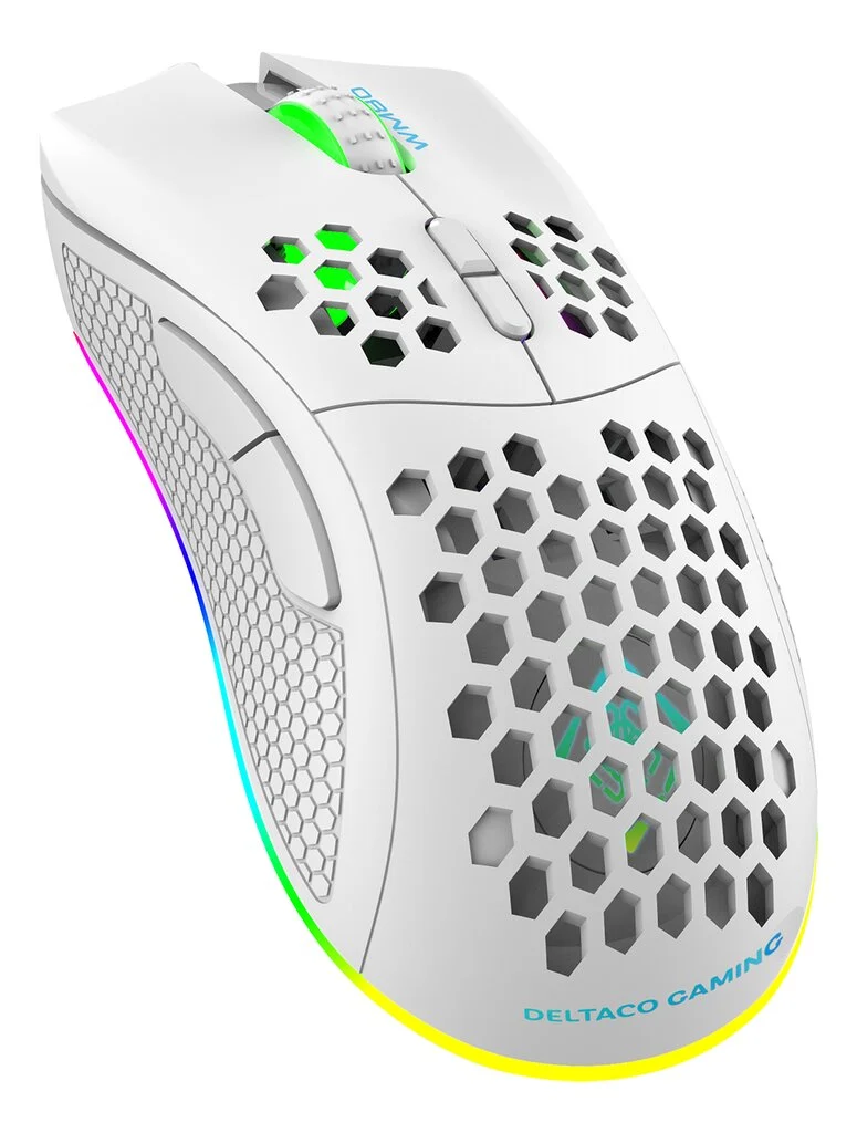 Belaidė pelė DELTACO GAMING, RGB, SPCP6651, 400-6400 DPI, 1000 Hz, baltos sp. - 2