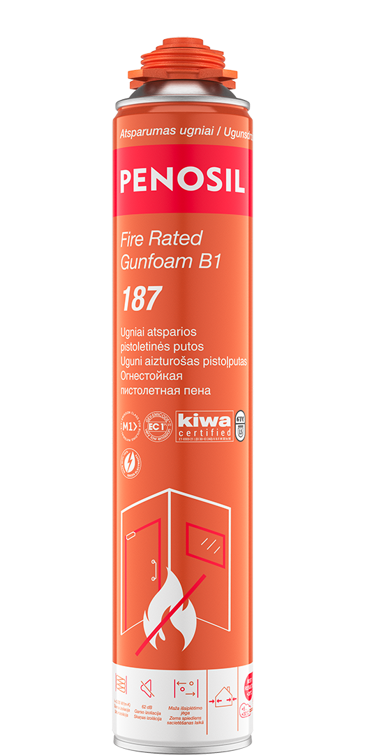 Ugniai atsparios sandarinimo putos PENOSIL Fire Rated Gunfoam B1 187, rožinės sp., 750 ml