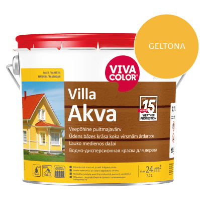 Medinių fasadų dažai VIVACOLOR VILLA AKVA, geltonos 502X sp., 2,7 l-0