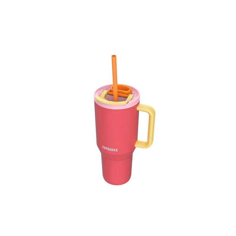 Termo puodelis su šiaudeliu KAMBUKKA RIO, rausvos spalvos, 950 ml - 1