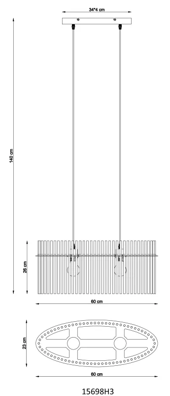 Pakabinamas šviestuvas GLOBO GORLEY, 2xE27, 40W, 230V,  metalinis, juodos sp, 23x60x140cm - 5