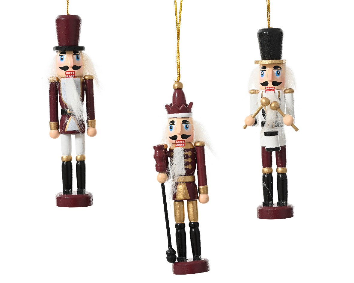 Kalėdinė pakabinama dekoracija NUTCRACKER, įvairių sp., 3 rūšys, 3 x 4 x 12,5 cm, 1 vnt-0