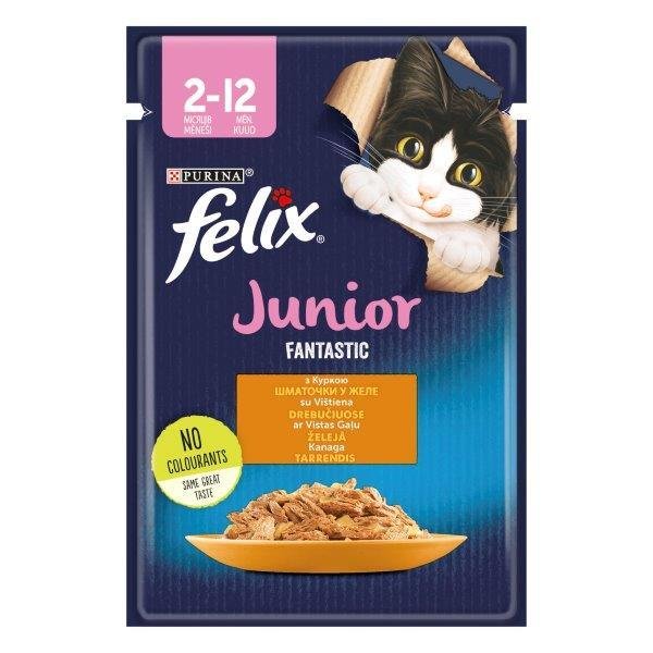 Konservuotas kačių ėdalas FELIX Fantastic Junior su vištiena 85g