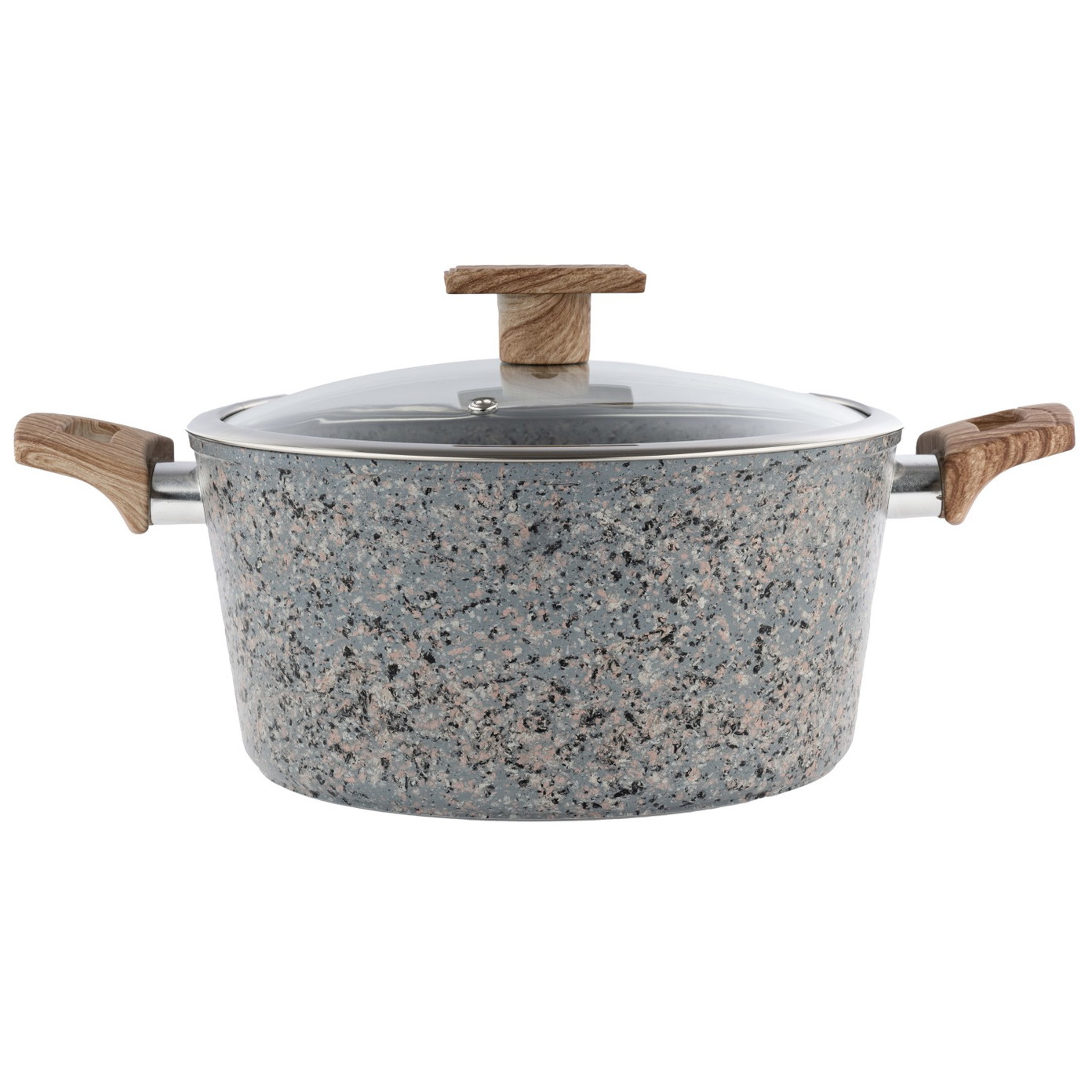 Puodas nepridegančia danga UNIWELL GREY-SANDY, tinka ir indukcinei, su dangčiu, 24 cm-0