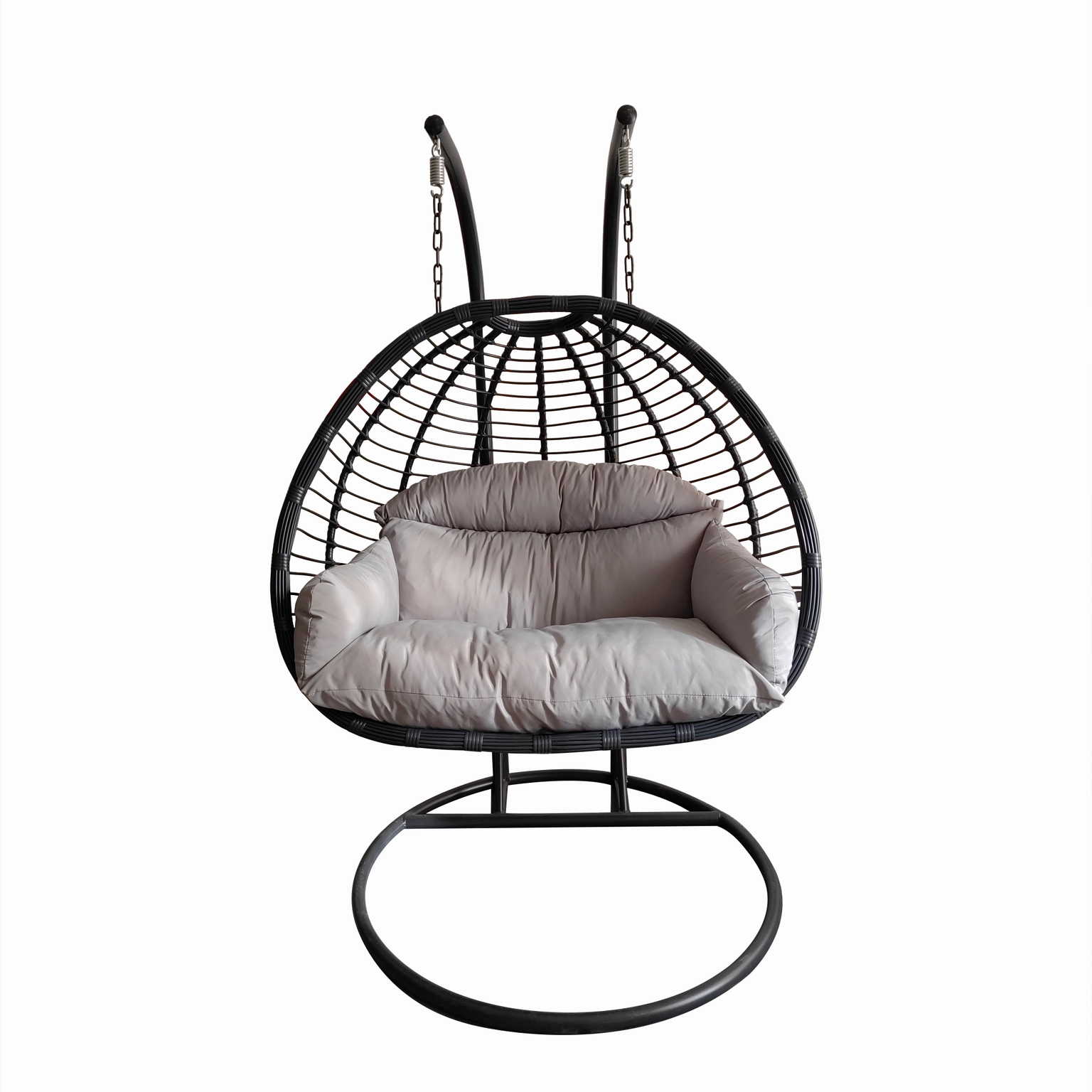 Pakabinamas krėslas EMMA, apvalus, dvivietis, tamsiai pilkos sp., 120 x 198 cm-0