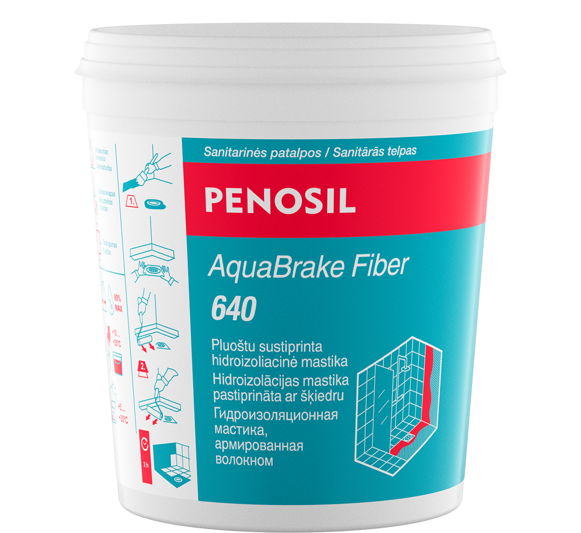Hidroizoliacinė mastika PENOSIL AQUABRAKE FIBER 640, mėlynos sp., 1,3 kg-0