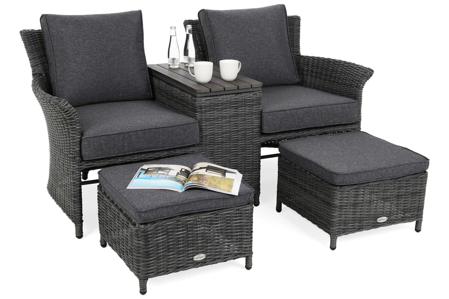 Lauko sofa Milos Plus, tamsiai pilka-0