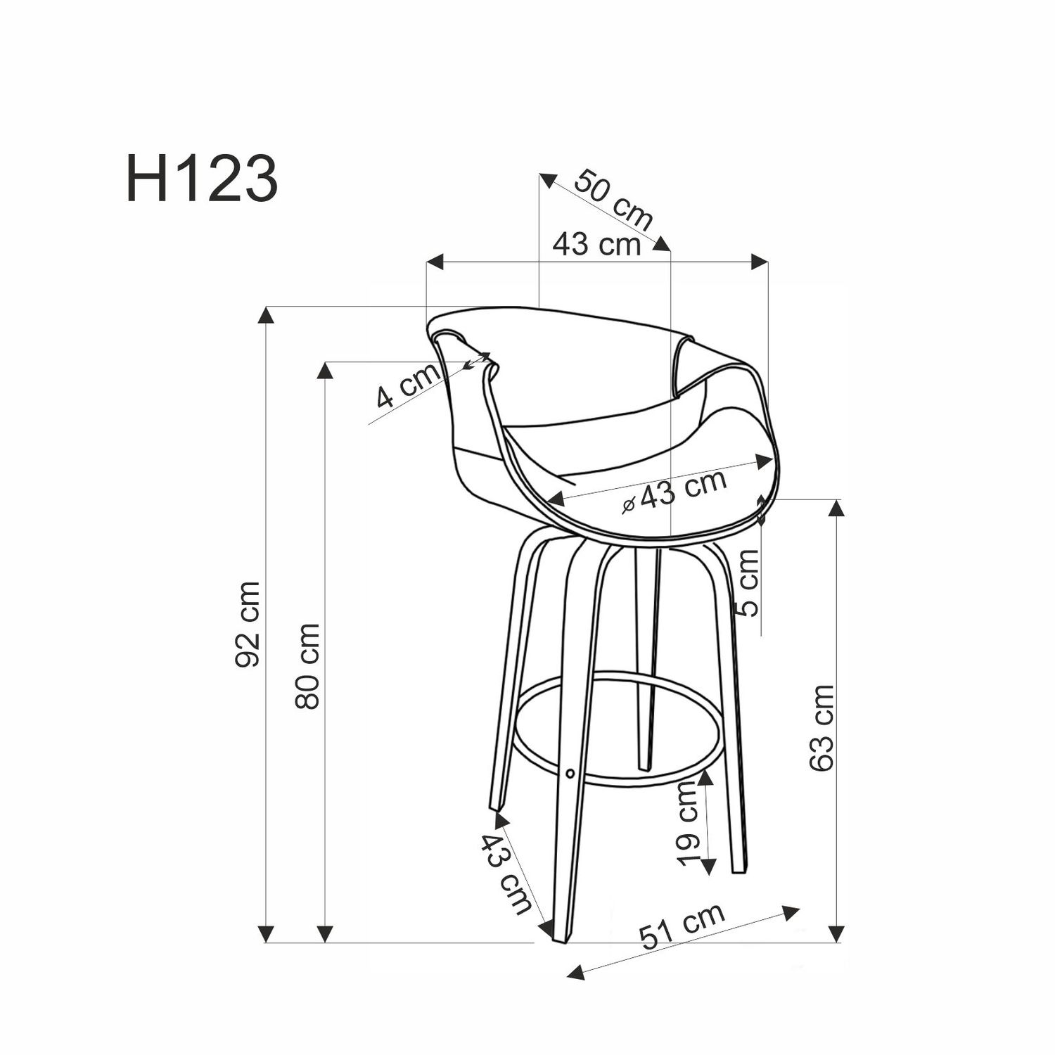 Baro kėdė H123, pilka - 5