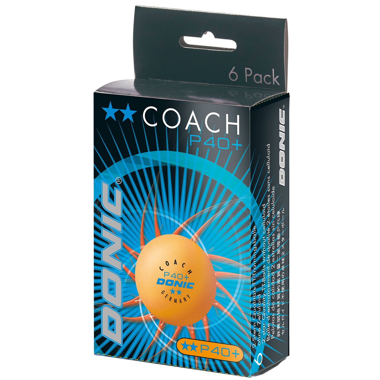 Stalo teniso kamuoliukai DONIC P40+ Coach 2 žv. 6vnt Oranžinės sp.