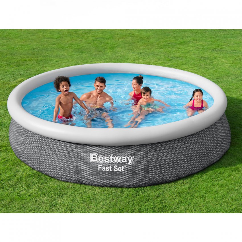 Baseinas pripučiamas Bestway Fast Set 57445, pilkas, 366x76 cm, 5377 l-1