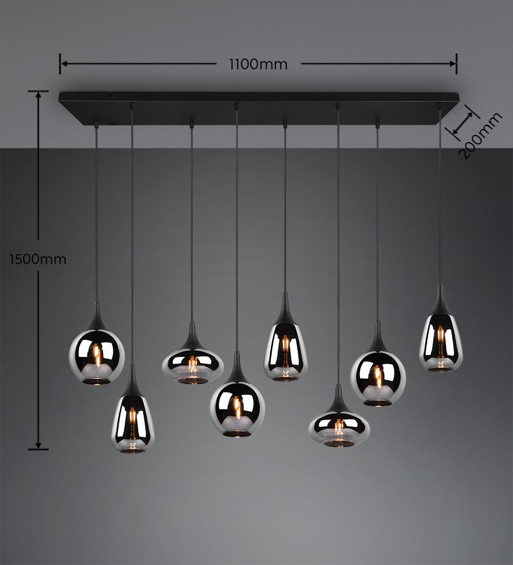 Pakabinamas šviestuvas TRIO LUMINA, 8 x E14, max 40W, juodos sp., 115 x 20 x h150 cm - 3