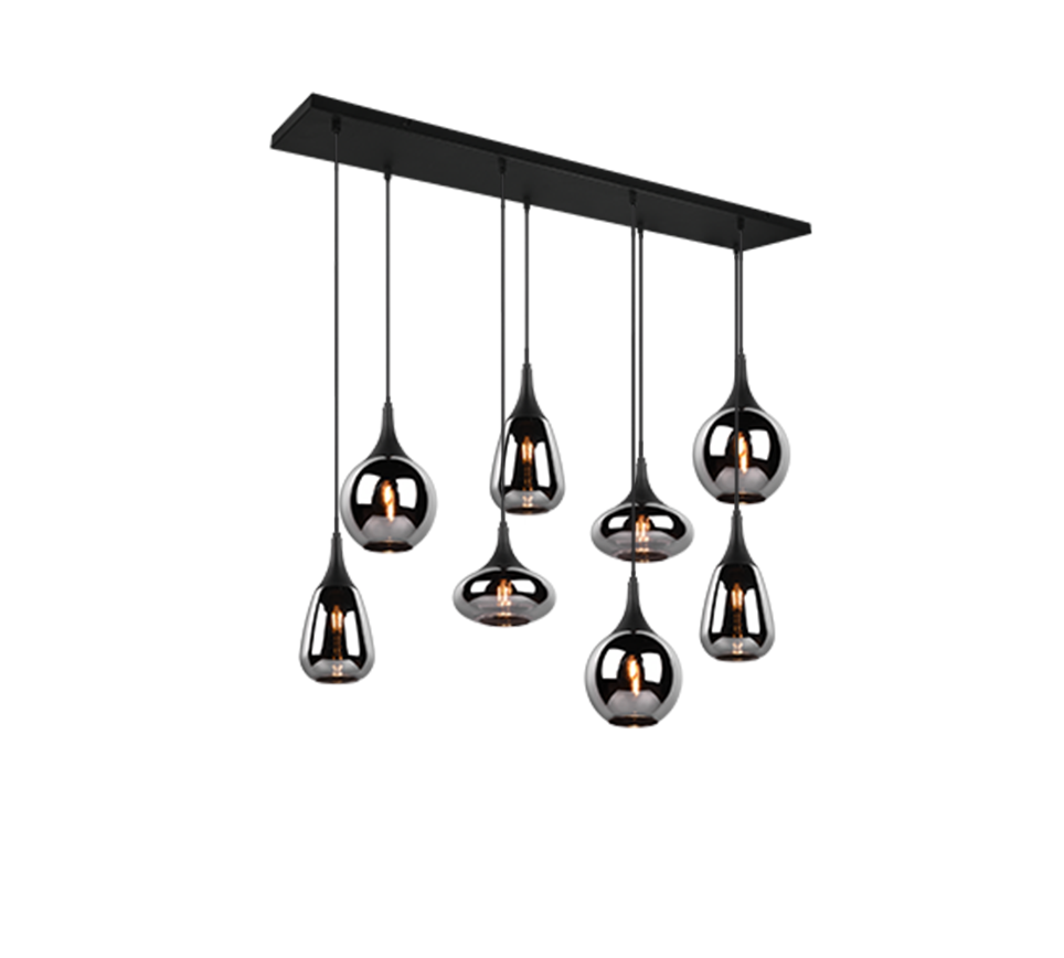 Pakabinamas šviestuvas TRIO LUMINA, 8 x E14, max 40W, juodos sp., 115 x 20 x h150 cm-0