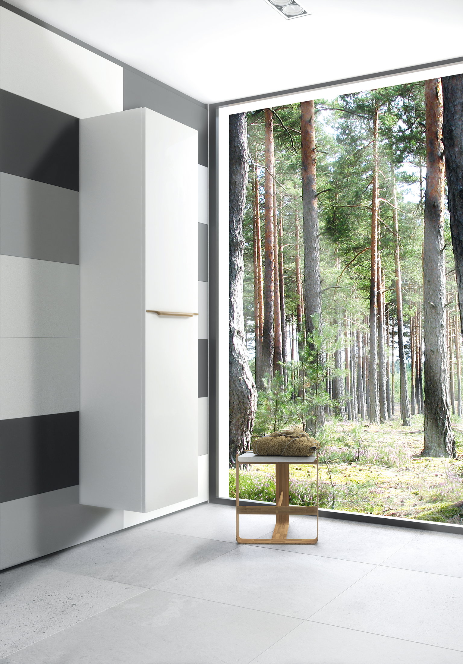 Vonios spintelė RB BATHROOM AMBER, ūkinė, pakabinama, baltos sp., 35 x 160 x 35 cm - 3