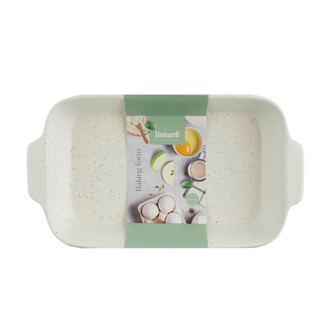 Keraminė kepimo forma UNIWELL, baltos/rudos sp.,15 x 26,5 cm-0