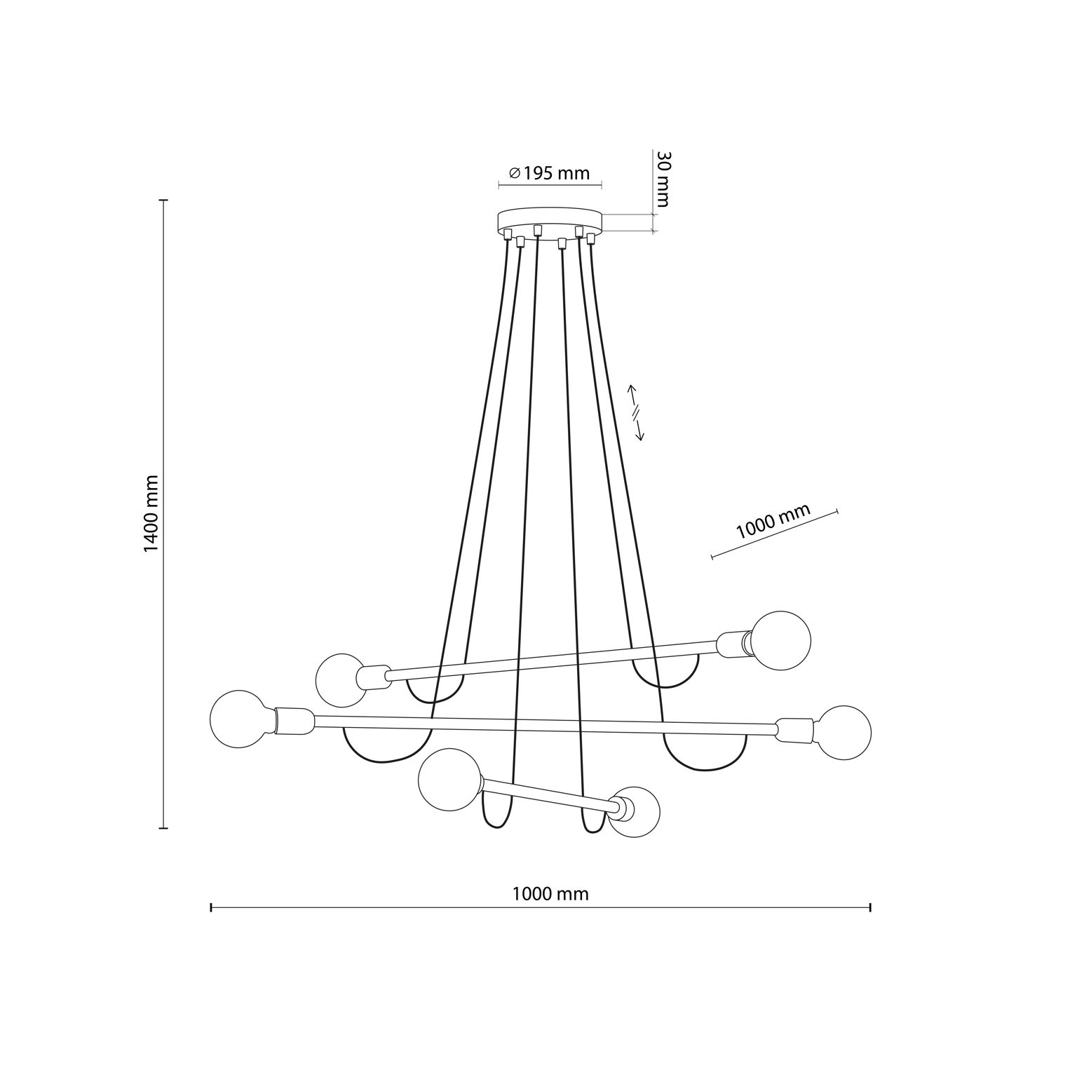 Pakabinamas šviestuvas TK LIGHTING HELIX WOOD 6, 6xE27 15W LED - 3