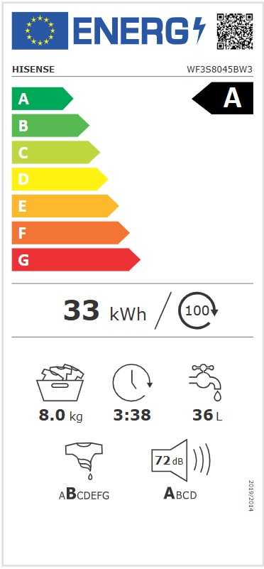 Skalbyklė HISENSE WF3S8045BW3, 8 kg - 5