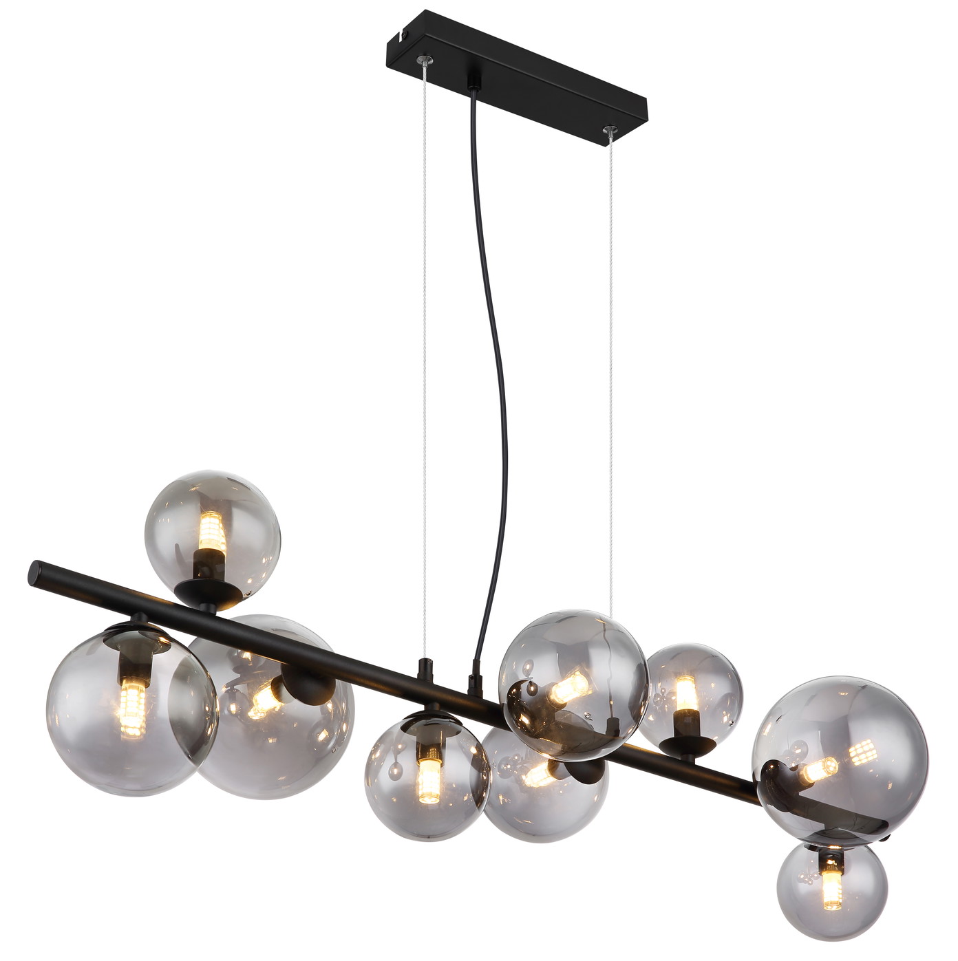 Pakabinamas LED šviestuvas GLOBO Riha, 9xG9, 3,5W, 3000 K, 350 lm, sidab/juodos sp, 86x36x120 cm-0