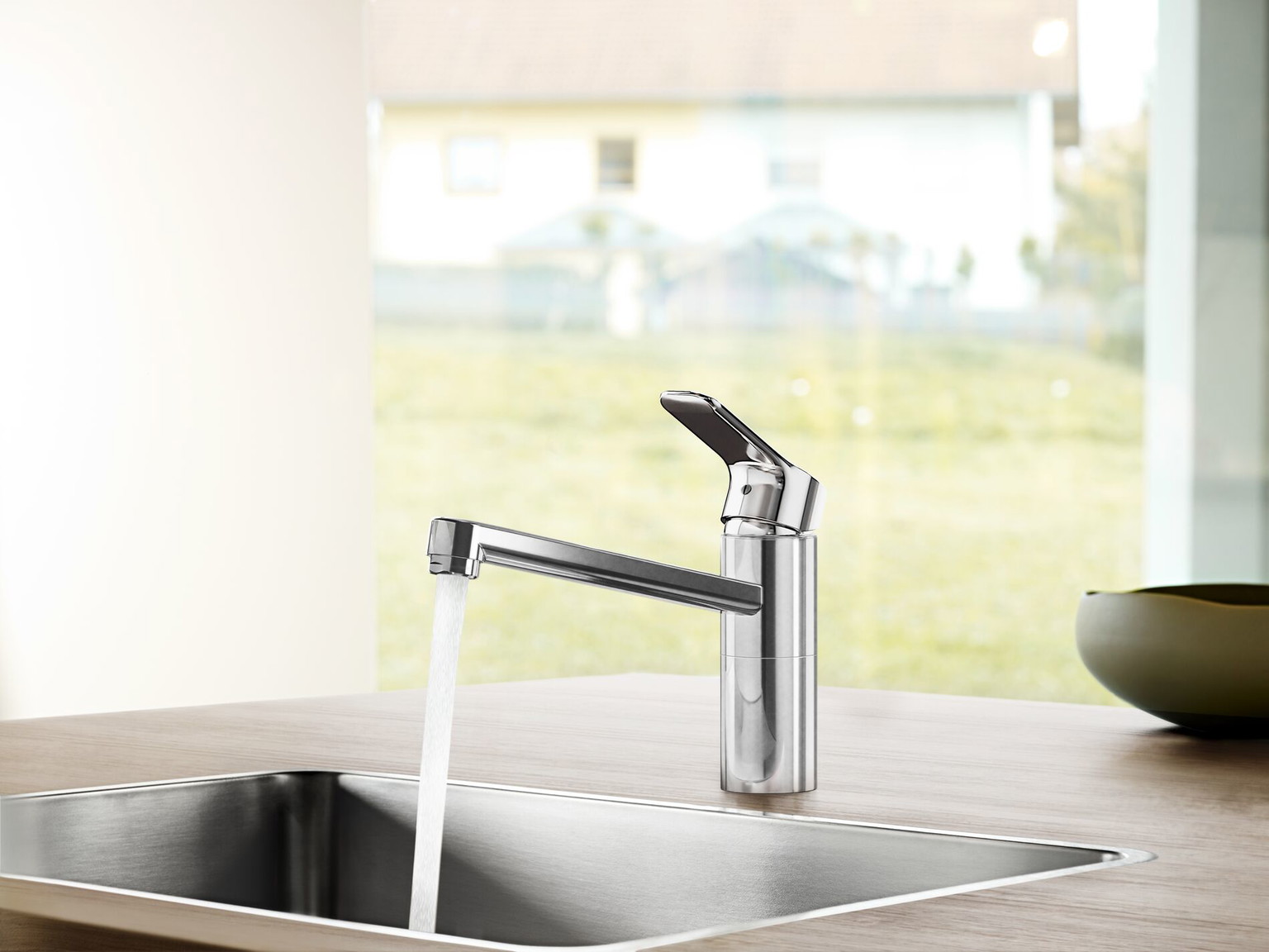 Plautuvės maišytuvas, ORAS LINEA, ilgu tiesiu snapu, chromo spalvos-1