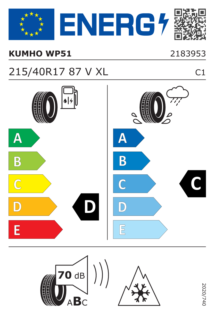 Kumho WinterCraft WP51 215/40 R17 87 V - 2