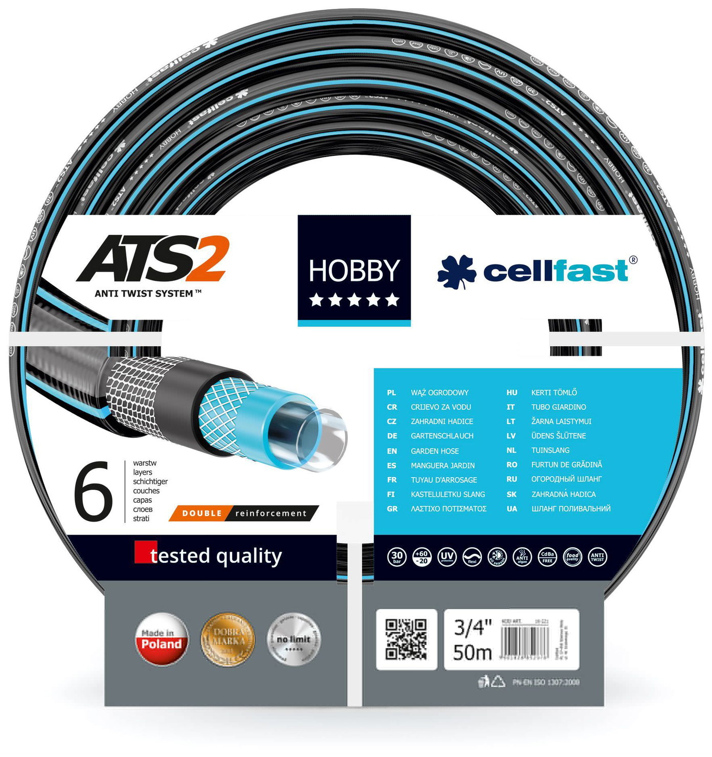 Plastikinė laistymo žarna HOBBY ATS, šešių sluoksnių, 3/4, 50 m-0