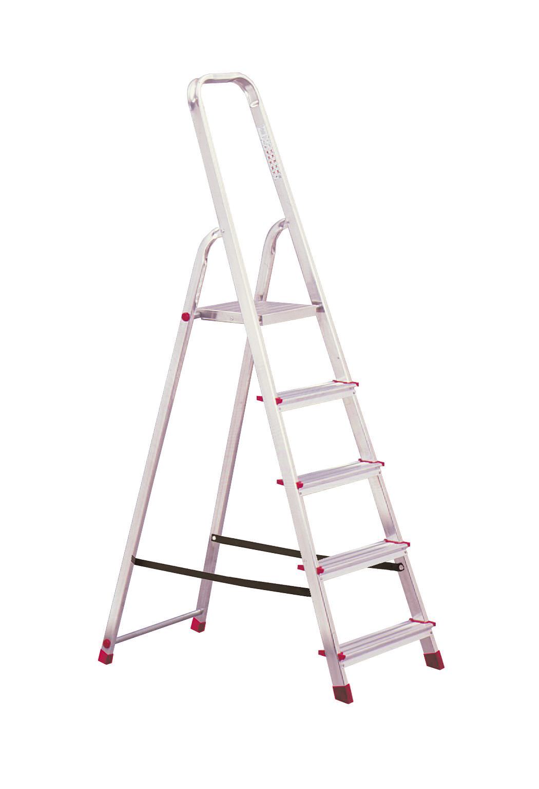 Kopėčios CORDA 000729, 5 pakopų, aliumininės, vienpusės, maks. darbinis aukštis 300 cm-0