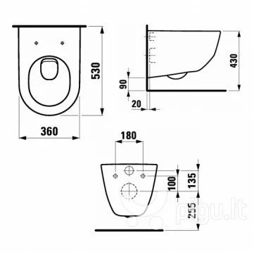Pakabinamas unitazas LAUFEN PRO RIMLESS, su plonu lėtai nusileidžiančiu dangčiu-1