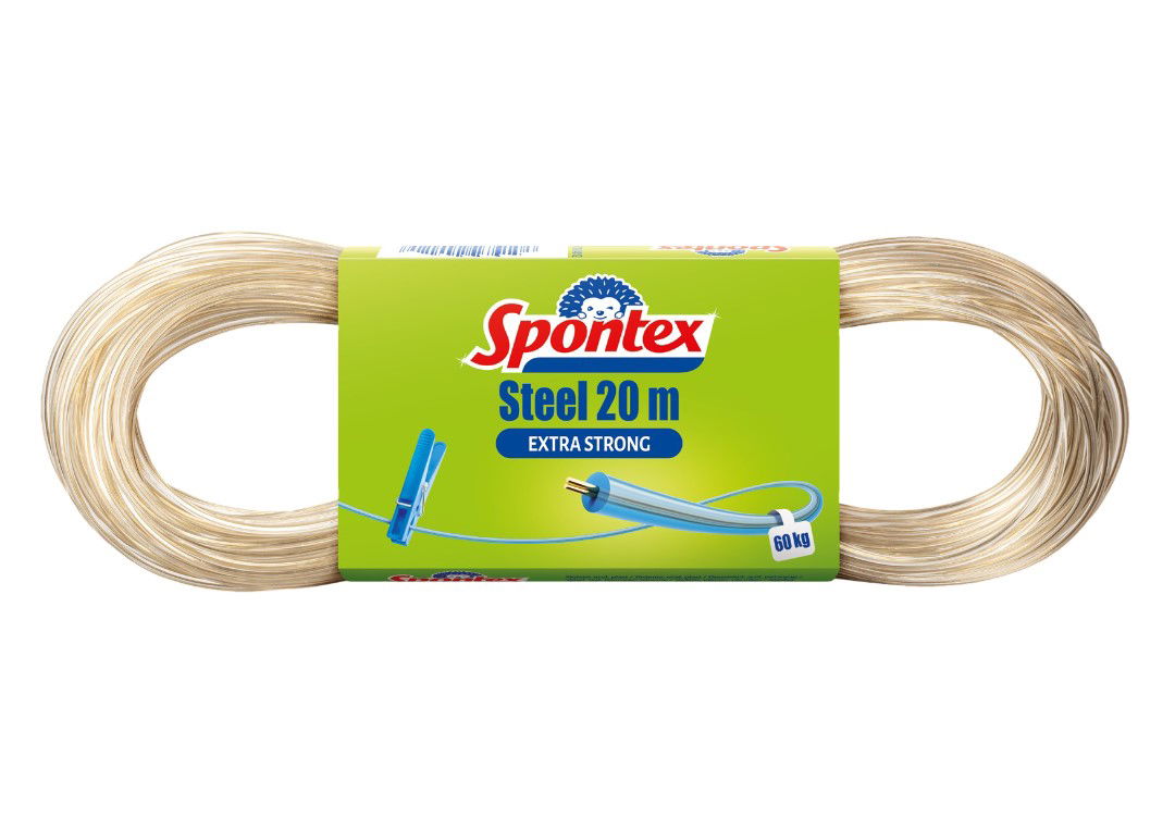 Skalbinių virvė, plieninė šerdis padengta plastiku SPONTEX STEEL, 20 m - 1