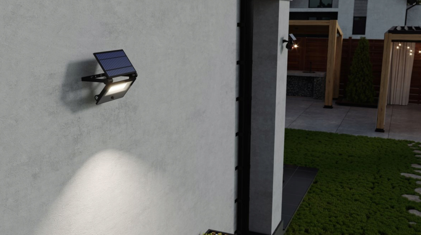 LED prožektorius GTV LUMOS II įkraunamas saulės energija, IP65, 6400K, 3000lm, su judesio davikliu-1