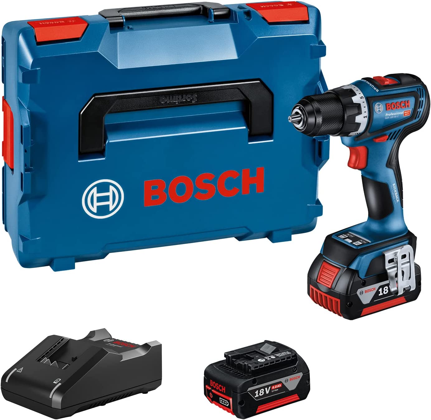 Akumuliatorinis suktuvas-gręžtuvas BOSCH PRO GSR 18V-90 C, 18 V (2x Li-Ion 4.0Ah, in L-BOXX) - 1